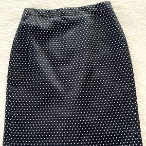 Navy Polka Dot Pencil Skirt